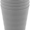 Luxe Herbruikbare Drinkbekers Van In Round – 5 Stuks – Grijs – Plastic / Kunststof – Drinkbeker Voor Volwassenen En Kinderen – Alternatief Voor Wegwerp Bekers – Drink Beker – Limonadeglazen Sapglazen – Camping Servies – Onbreekbare Glazen – Beerpong
