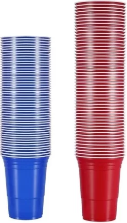 Merkloos Beerpong - 50 Stuk(s) Blue Cups & Red Cups Inc. 3 Ballen - Beerpong Drankspel - Plastic Bekers -Korting Op Tafelgerei 682x1200