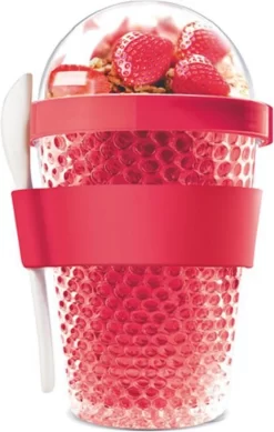 Sareva Muesli Beker - Met Lepel - Yoghurt 2 Go - Rood -Korting Op Tafelgerei 761x1200 1