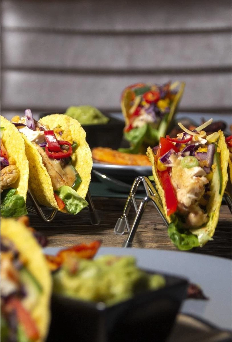 Krumble Taco Houder - Taco En Tortilla Houder Voor 4 Stuks - Serveerschalen - Koken & Tafelen - Kookgerei - Snack- & Tappasschalen - Metaal - Zilver 6 Krumble Taco Houder - Taco En Tortilla Houder Voor 4 Stuks - Serveerschalen - Koken & Tafelen - Kookgerei - Snack- & Tappasschalen - Metaal - Zilver - Afbeelding 6
