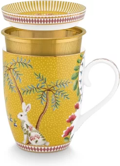 Pip Studio La Majorelle Yellow - Theeset - Porselein - Mok + Theezeef + Theetip - Porselein - 350ml - Geel Servies - Pasen - Konijn -Korting Op Tafelgerei 864x1200