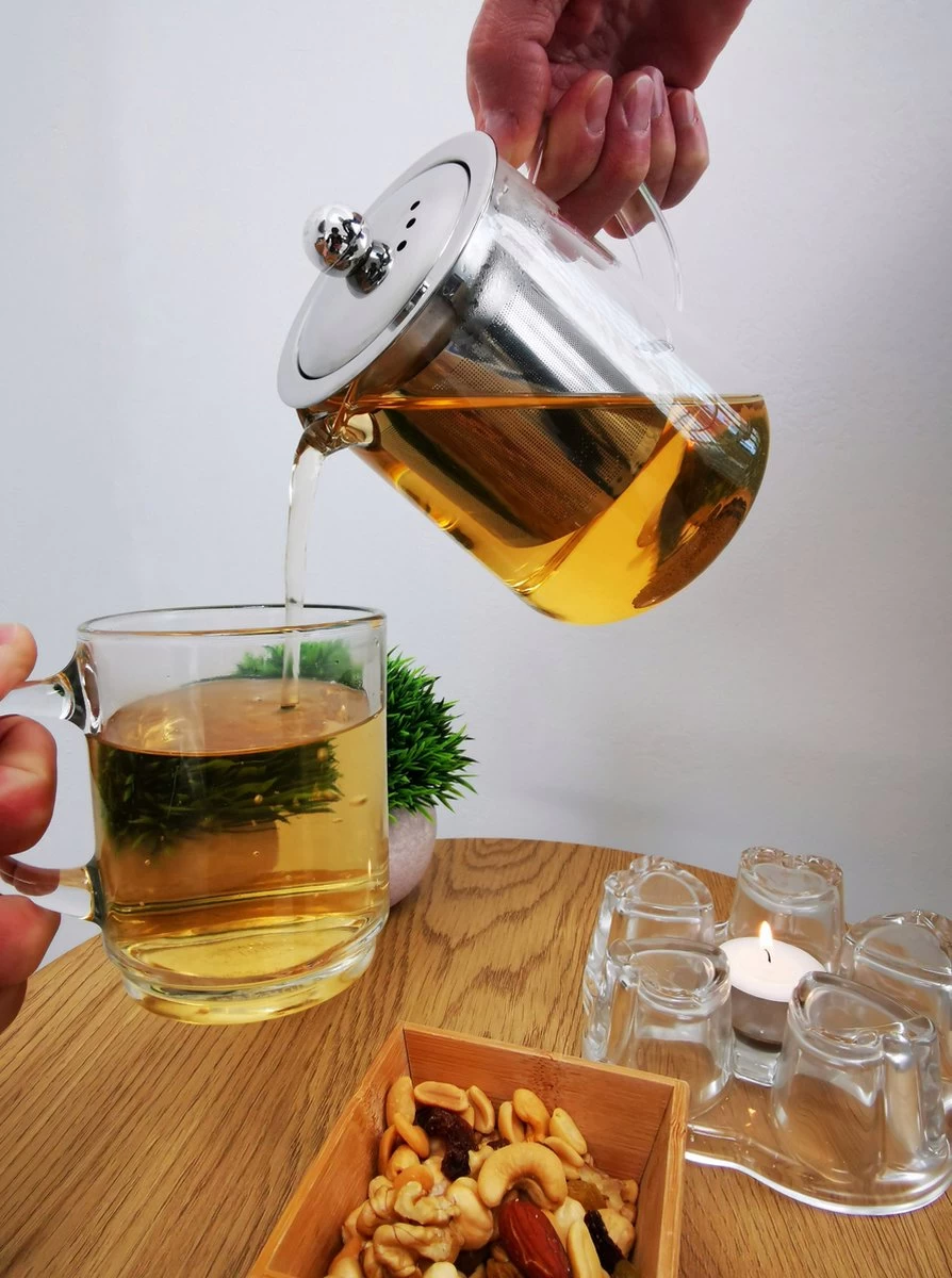 Glazen Theepot Met RVS Theefilter / Theezeef Inclusief Warmhouder ( Rechaud ) - Theelichthouder - Koffie Thee Coffee Tea Maker Luxe 2 Glazen Theepot Met RVS Theefilter / Theezeef Inclusief Warmhouder ( Rechaud ) - Theelichthouder - Koffie Thee Coffee Tea Maker Luxe - Afbeelding 2