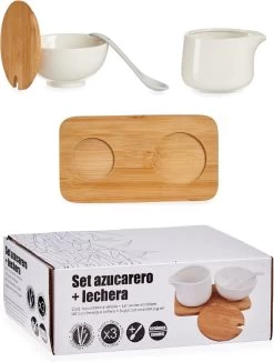 Suiker En Melk Serveren Setje Van Keramiek Met Bamboe 19 Cm -Korting Op Tafelgerei 908x1200 1